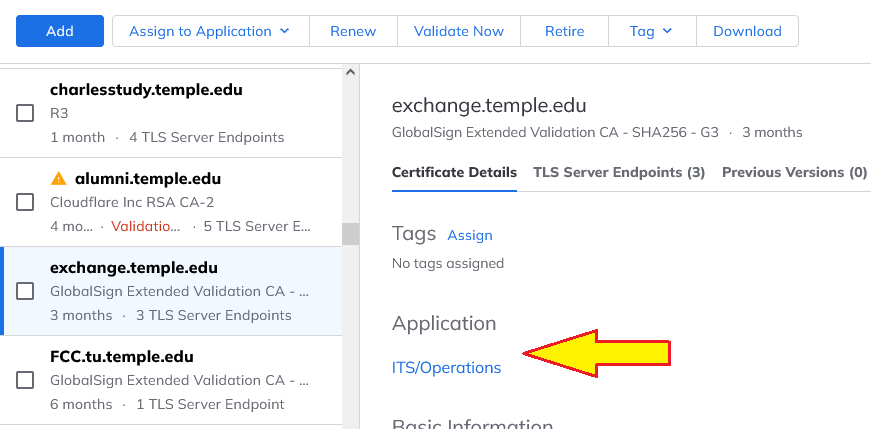 A certificte that is assigned.
