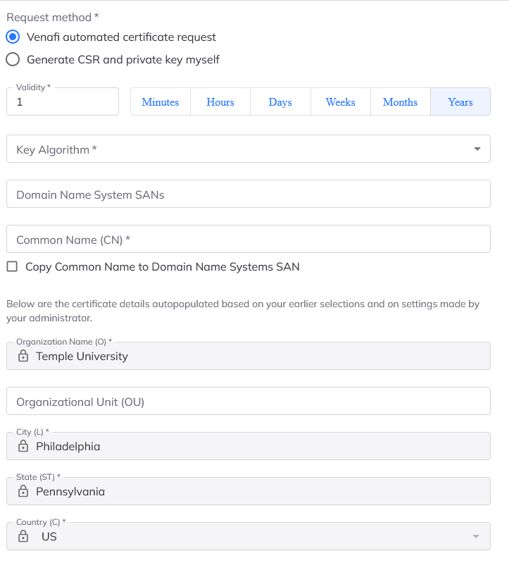 Using the Automated Certificate Request.
