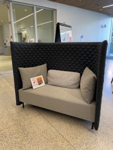 soft seating sofa on display in charles library