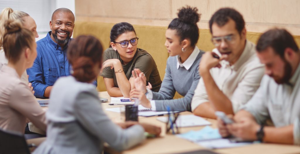 People working together at a conference table