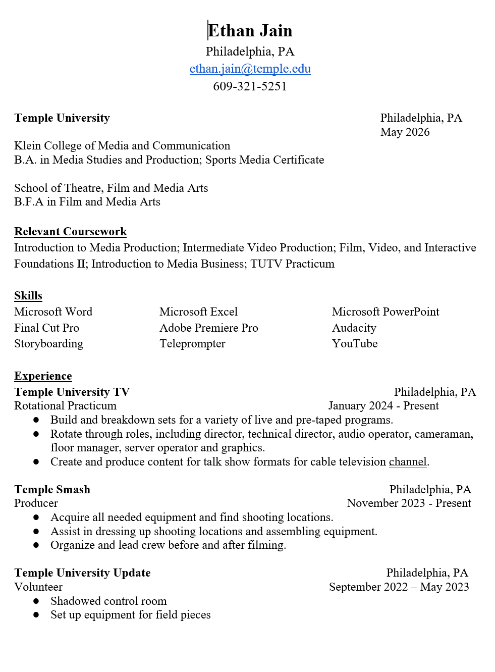 Resumes – Ethan Jain