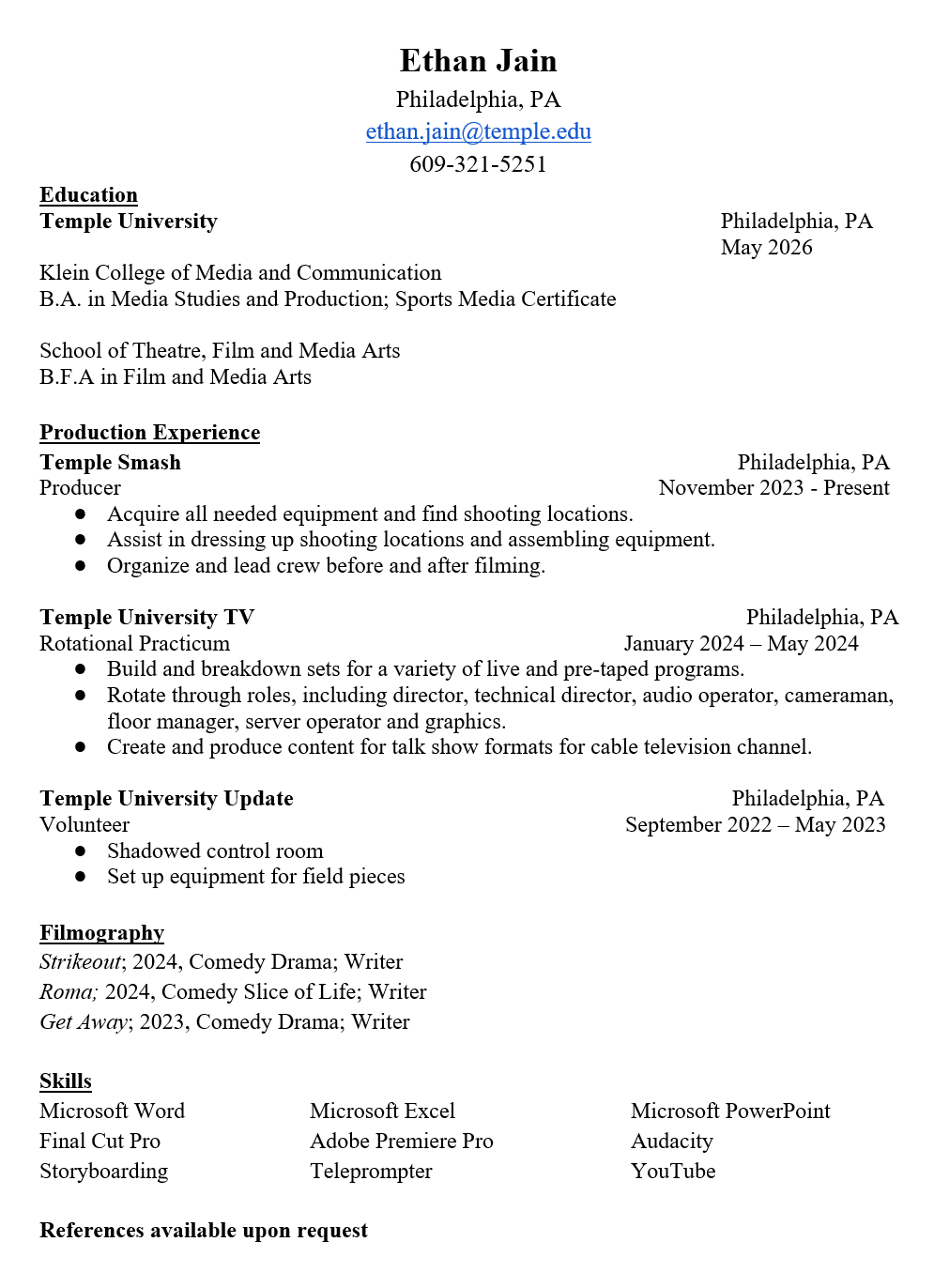 Resumes – Ethan Jain