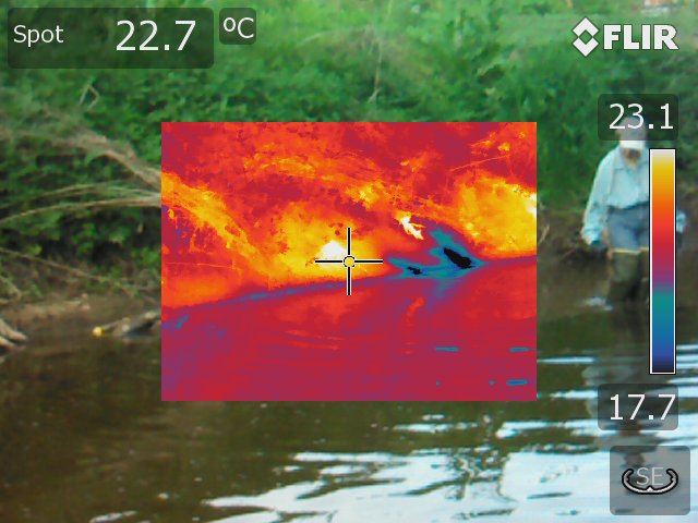 Thermal image showing groundwater seepage on the banks of the Pennypack.