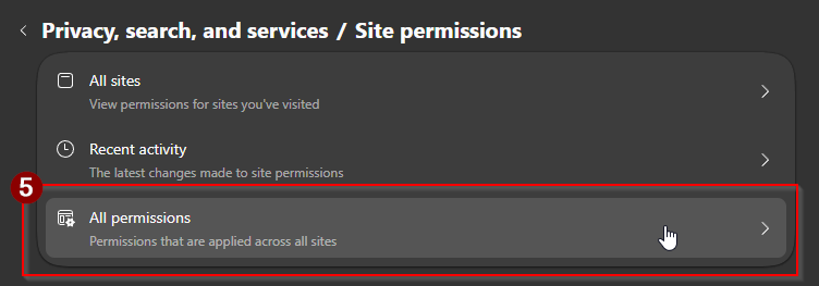 5. Select 'All permissions'