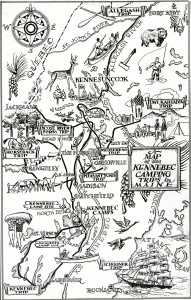 Black and white hiking trail map of Maine