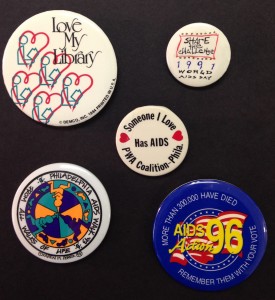 AIDS Library pins