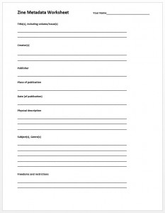 Metadata worksheet