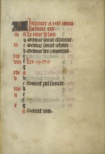 First page of the calendar