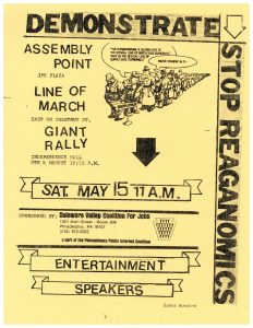 Delaware Valley Coalition for Jobs demonstration flier, 1980s