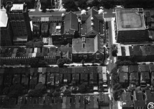 Aerial view of Temple campus, 1960