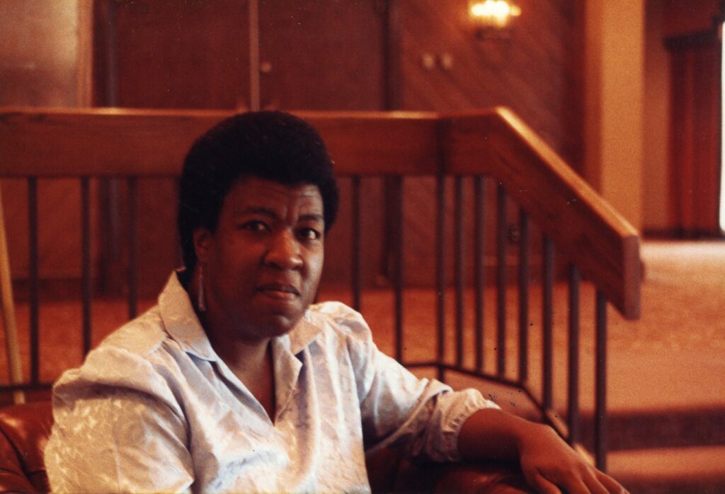 Photograph of Octavia Butler at a convention