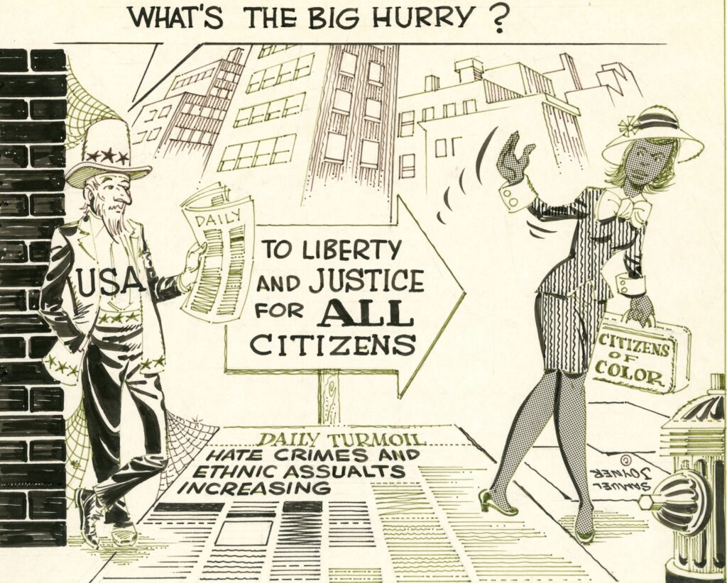 Joyner cartoon entitled "What's the Big Hurry" dated March 20, 1998