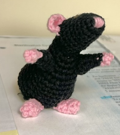 Crochet black furred mouse