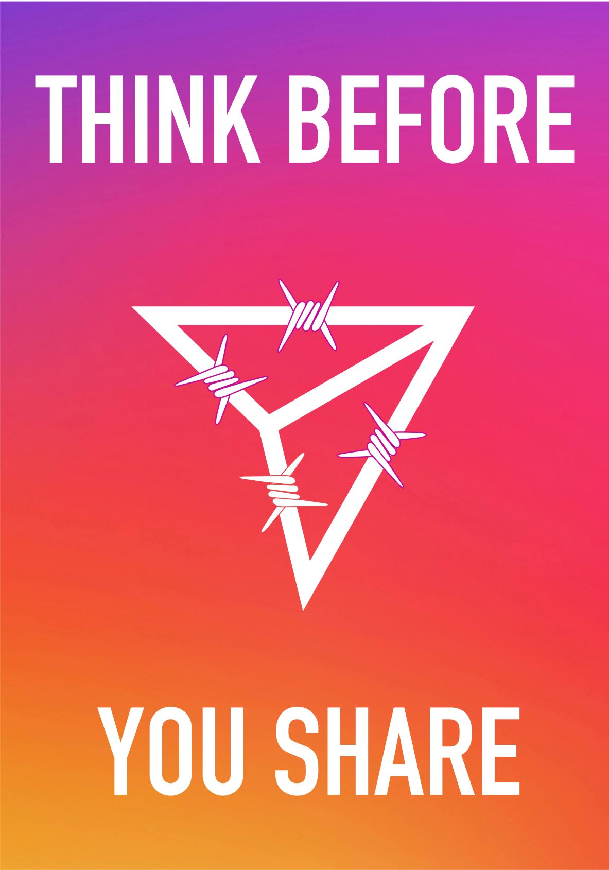 Image for Instagram that reads Think Before You Share