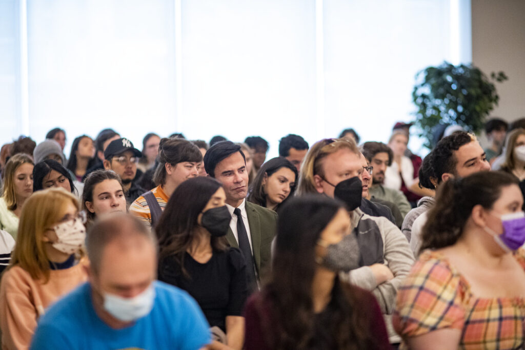 Photo of audience at library event