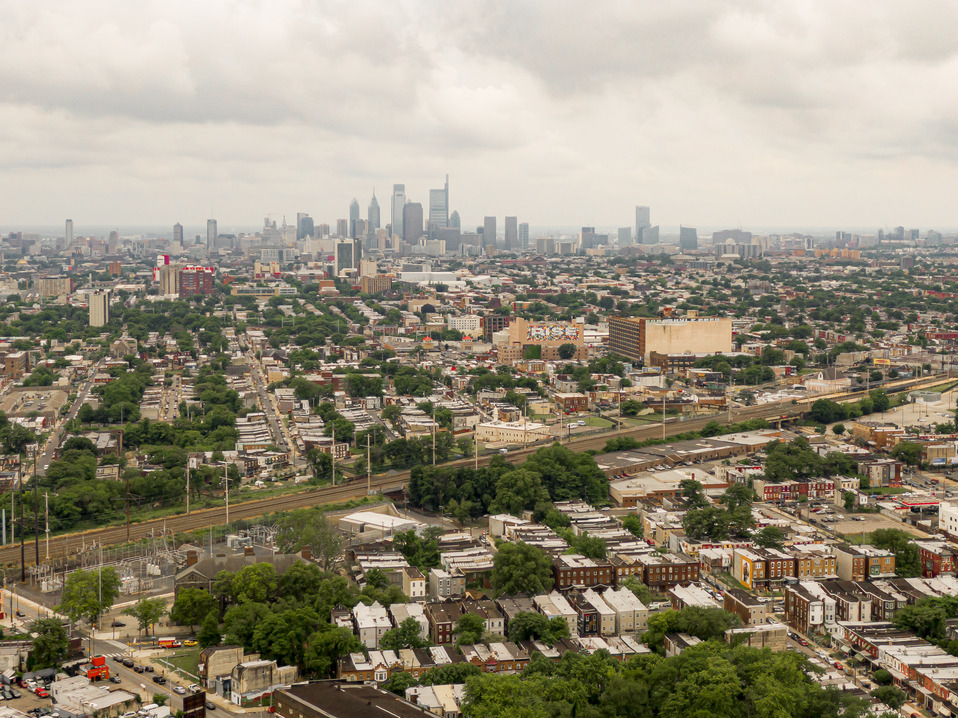 aerial photo of center city from North Philadelphia