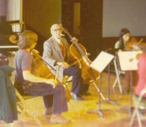 Jeffrey Solow (left) and Gregor Piatigorsky (center) rehearse at the Sitka Summer Music Festival in Alaska