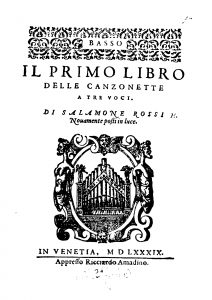 title page of Rossi's 1589 set of madrigals.