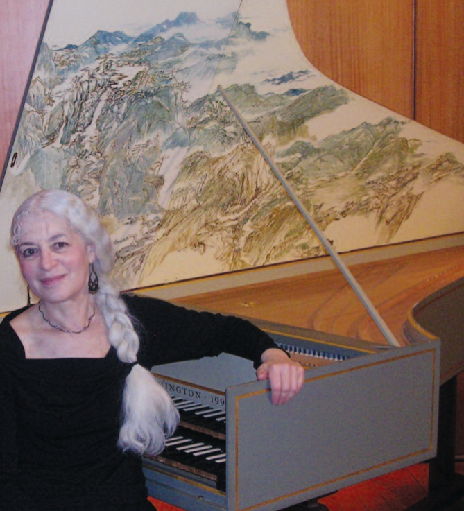 Joyce Lindorff at the harpsichord