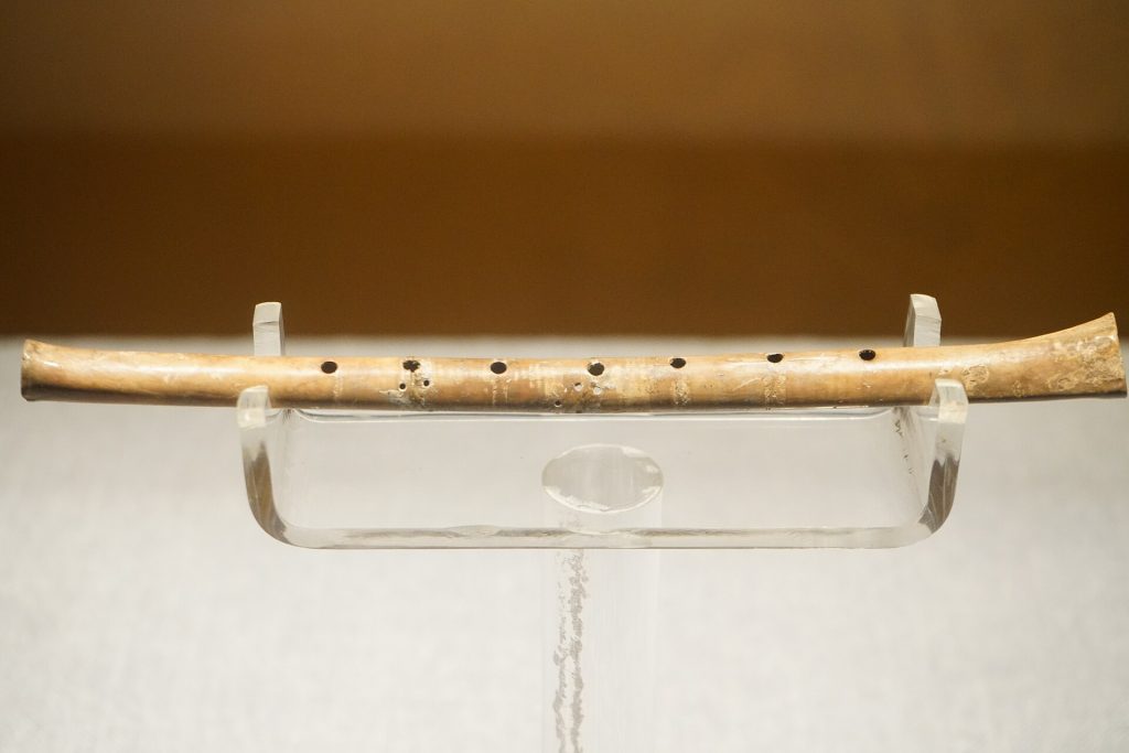 A simple flute with seven finger holes.