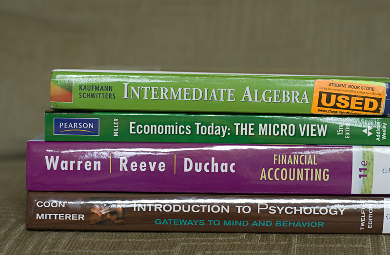 stack of textbooks