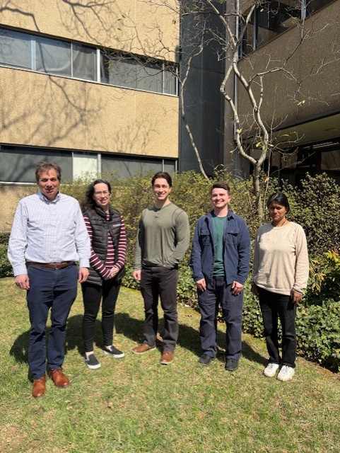 Left to right: Dr. Strongin, Dr. Liz Cerkez, Ben Roe, Avery Belenos, Nipa Deb (group as of March 2026)