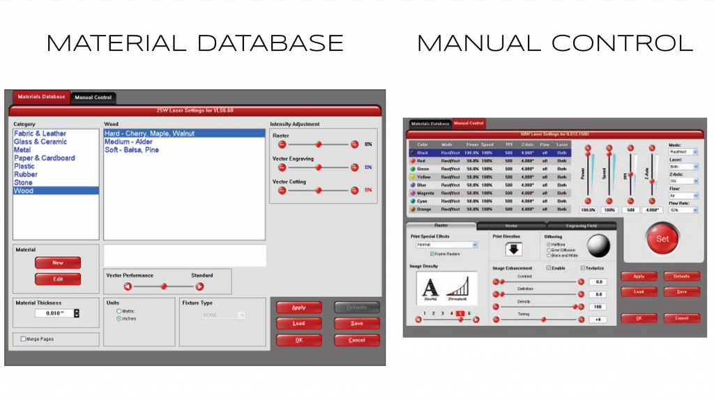 Material Database and Manual Control