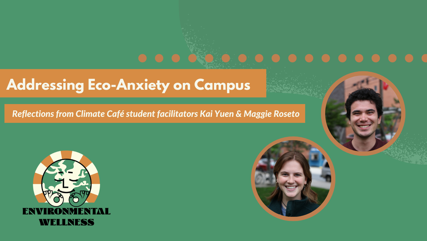 blog header featuring environmental wellness graphics and headshots of student authors