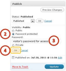 Set password for post/page